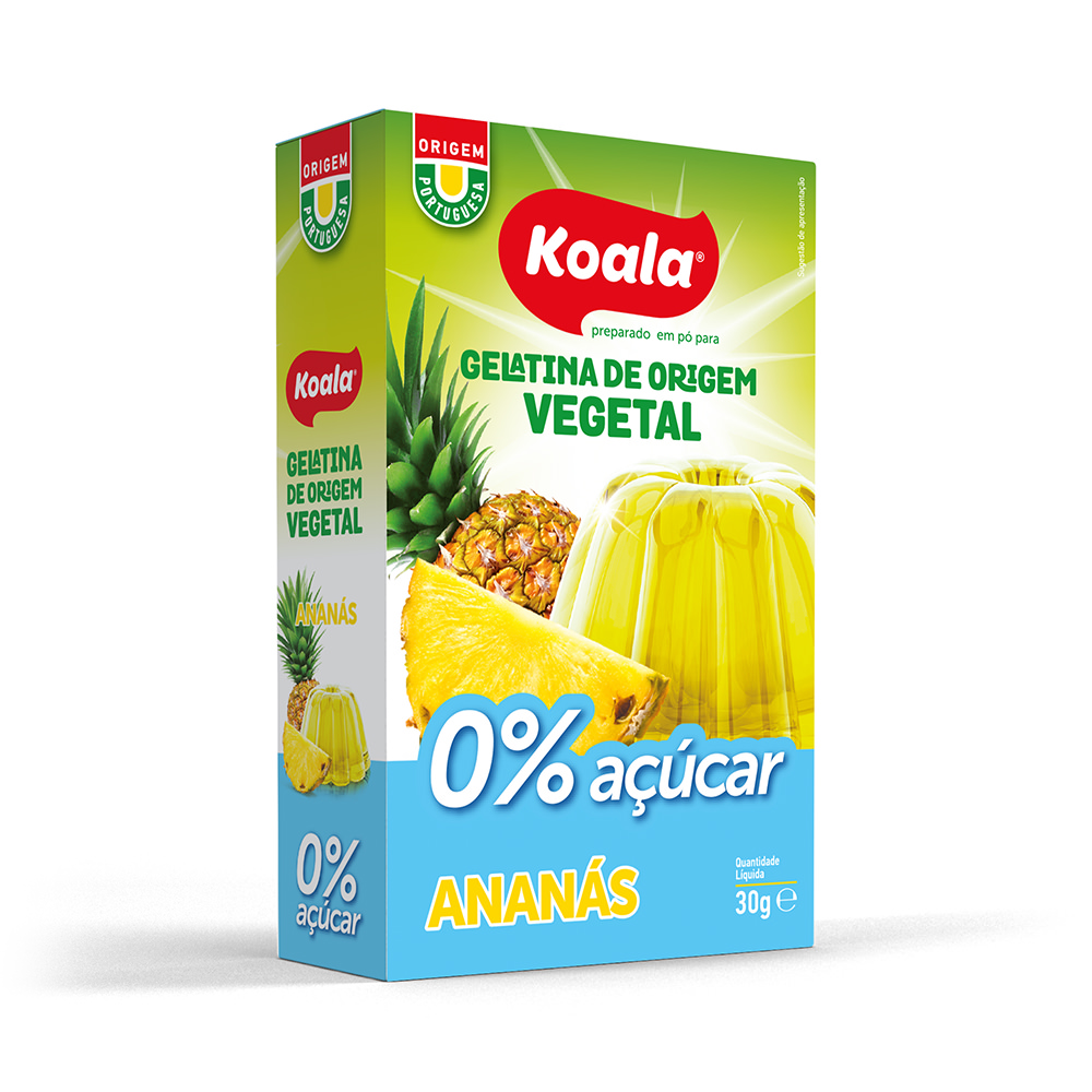 Preparado em pó para gelatina vegetal koala 0% Ananás 8 x 30g
